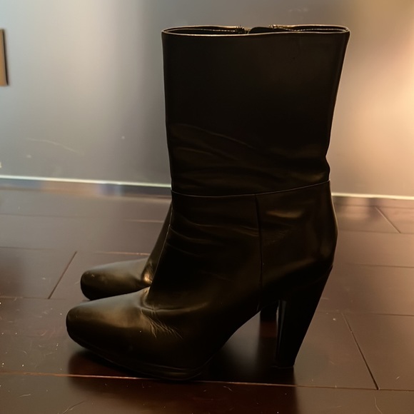 Prada Mid-Calf Black Leather Sock Boots - Picture 2 of 8